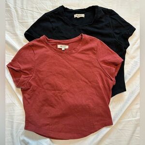 Madewell Women's Heavyweight Jersey Crewneck Tee cropped bundle (XS)